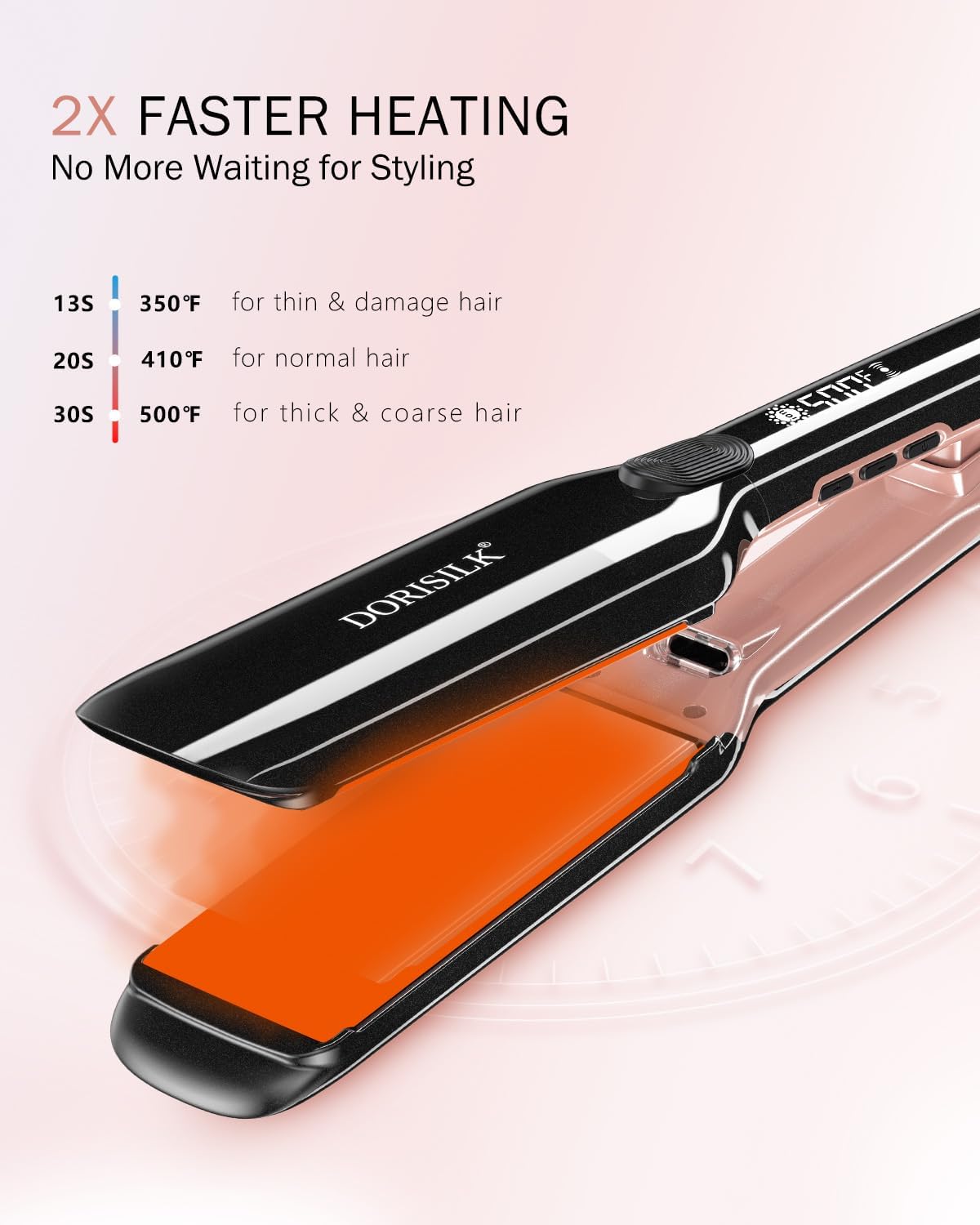 Thumbnail 2 de DORISILK 500 Degree High Temp Professional Hair Straightener & 2-in-1 Curler
