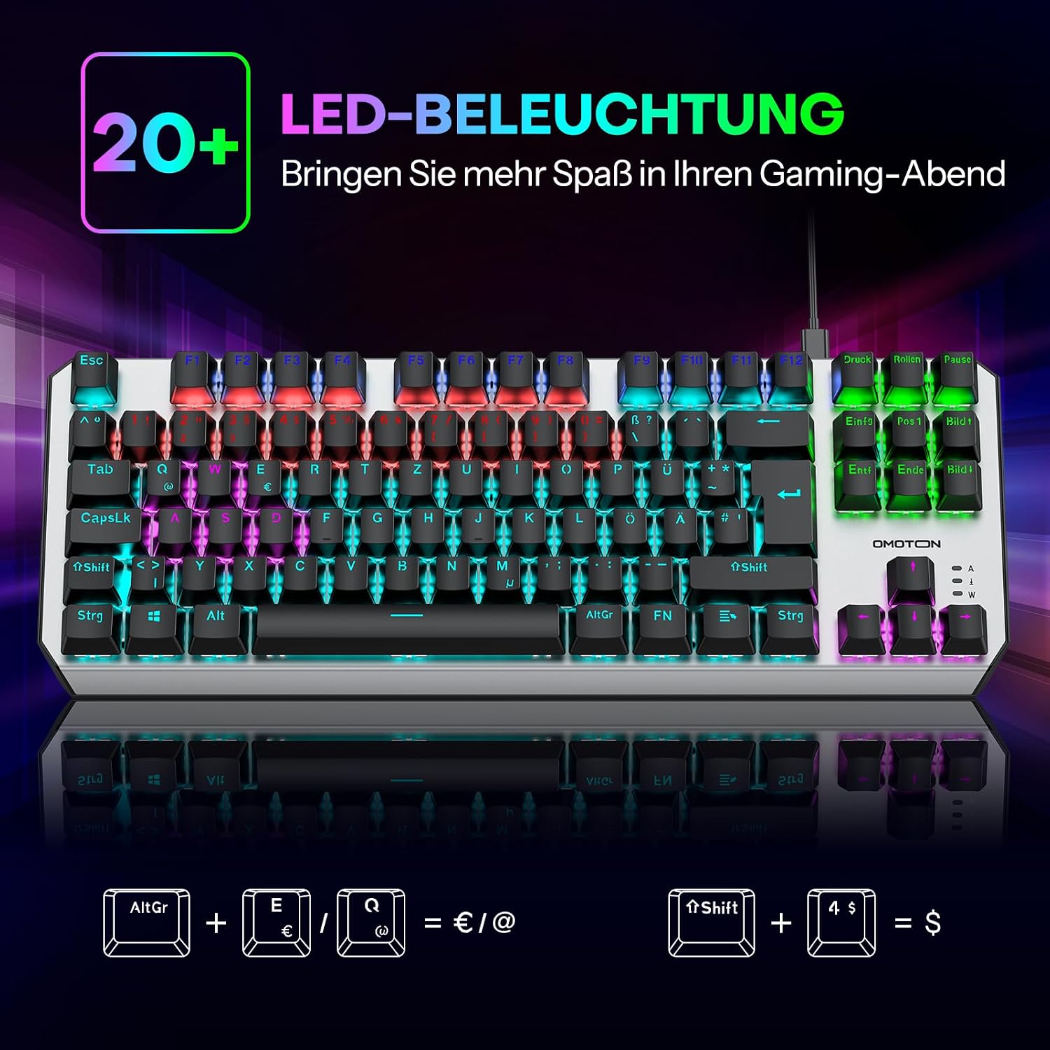 Detalle 2 de OMOTON Mechanische Gaming Tastatur 80%