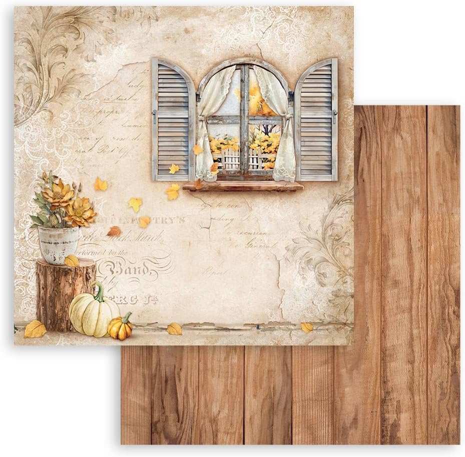 Detalle 2 de Stamperia Golden Harmony scrapbookpapper, 20,3 × 20,3 cm, syrafritt, dubbelsidigt, 80 ark