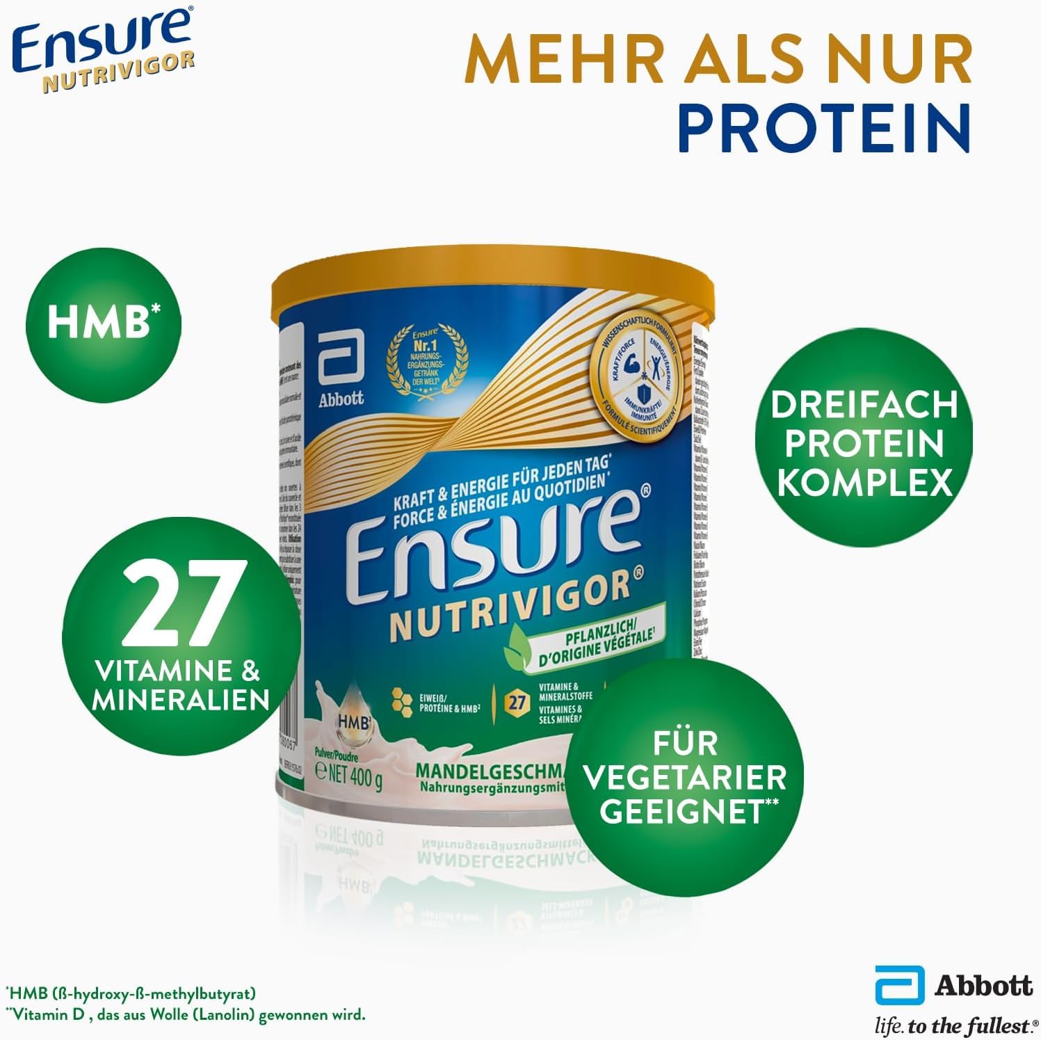 Detalle 2 de Ensure NutriVigor Plant Based Mandelgeschmack – 400 g