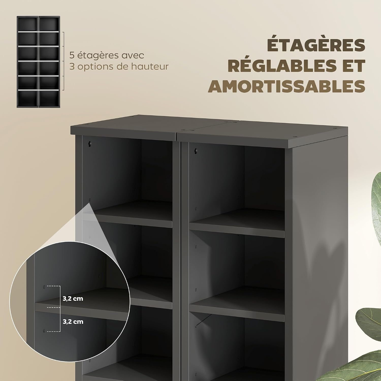 Thumbnail 5 de HOMCOM Lot 2 étagères CD Noir 12 compartiments