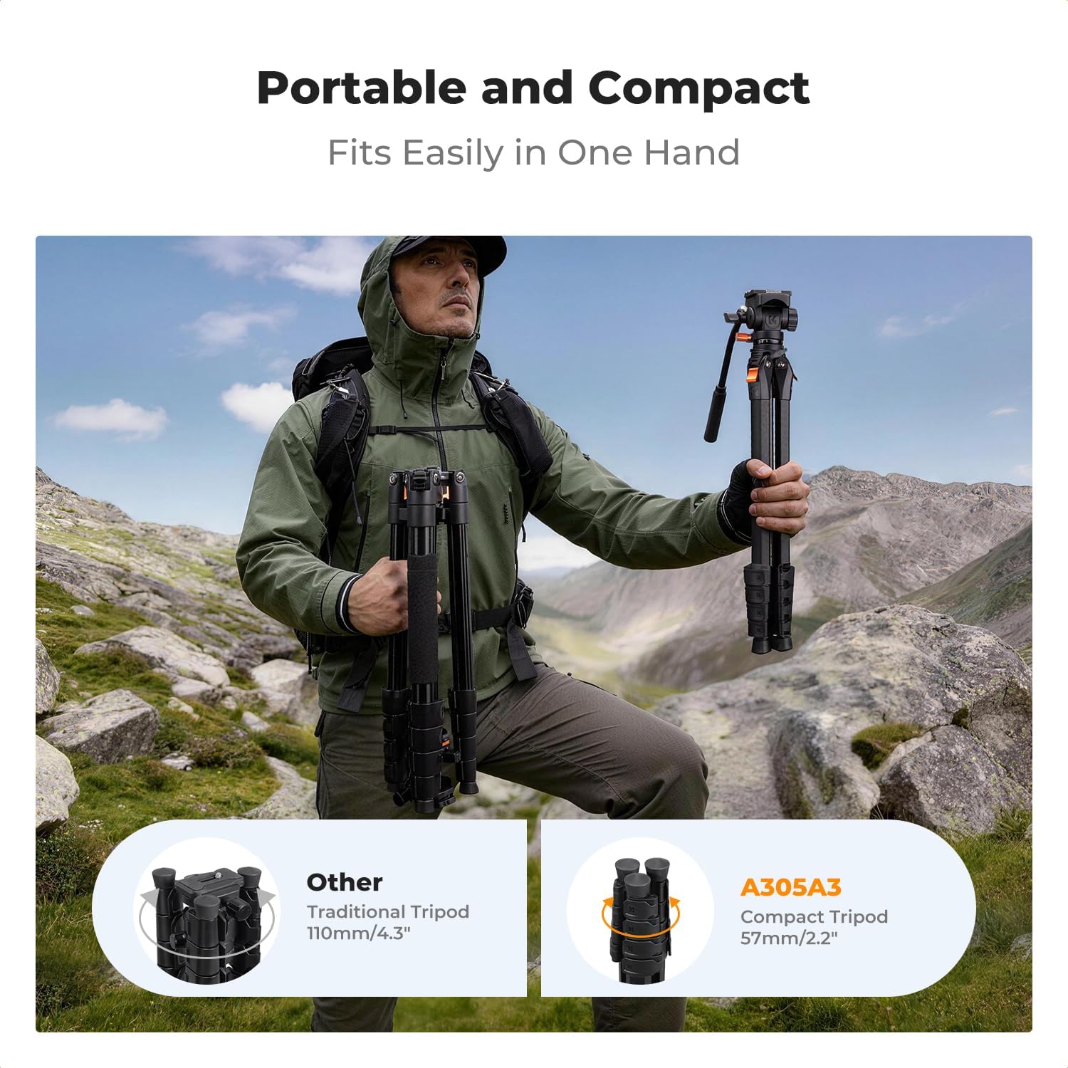 Thumbnail 2 de K&F CONCEPT 73” Camera Tripod with Fluid Head review