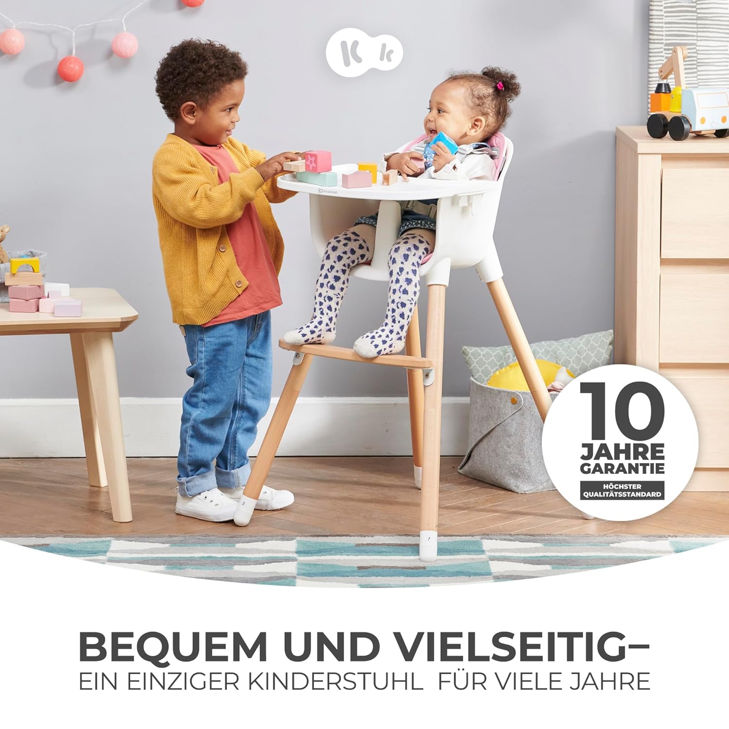 Thumbnail 1 de Kinderkraft Hochstuhl SIENNA 2 in 1 – 2in1 Hochstuhl aus Holz mit 5-Punkt-Gurt