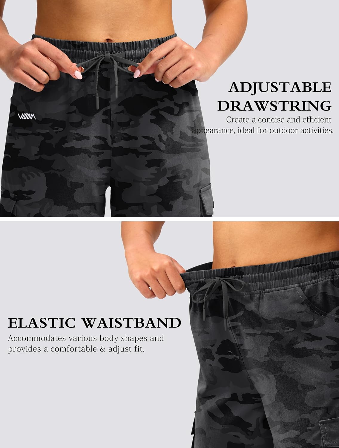 Detalle de Viodia 15" Long Shorts for Women: Lightweight Knee-Length Hiking Cargo Bermuda