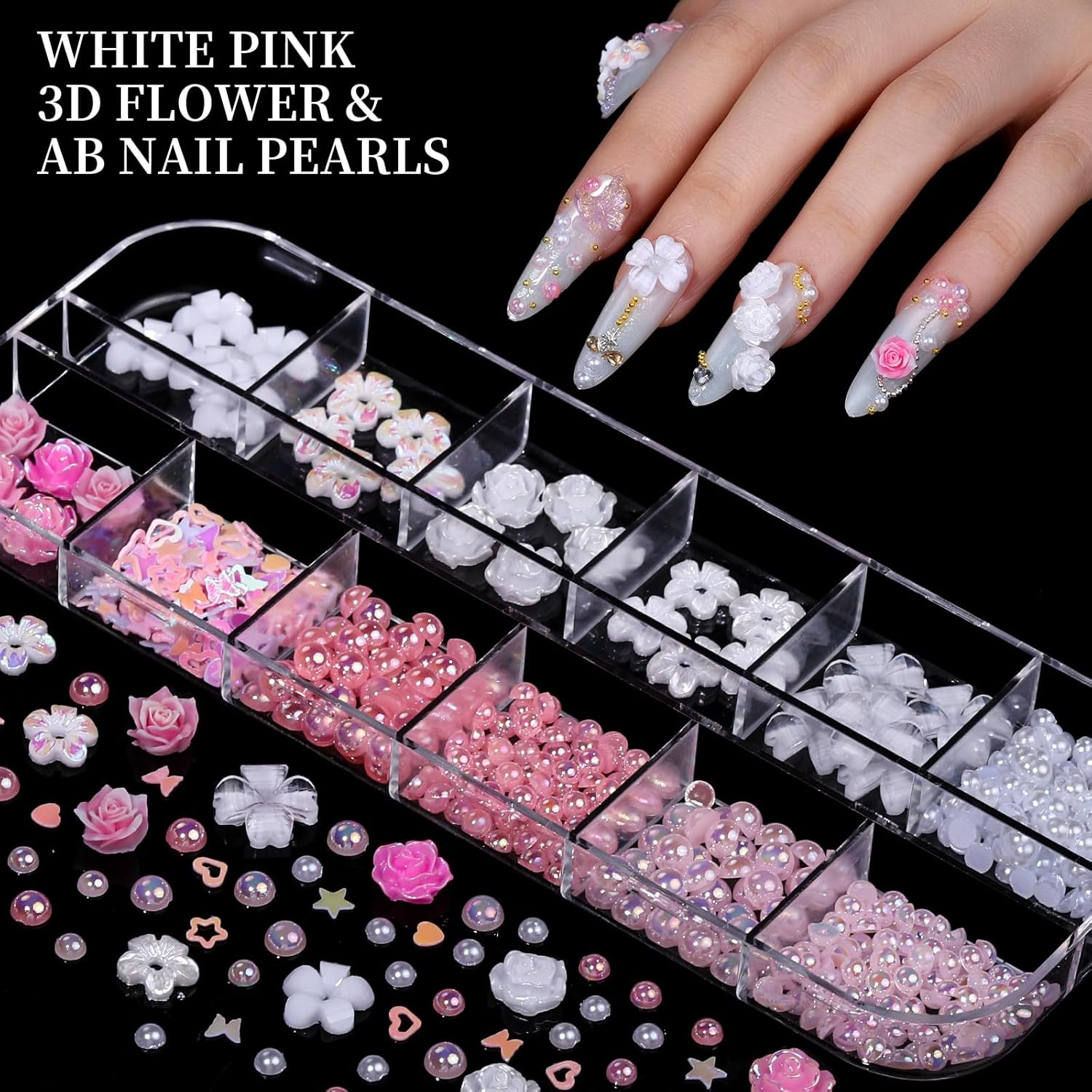 Thumbnail 3 de FANDAMEI Nail Charms Kit 8 Boxes 💅