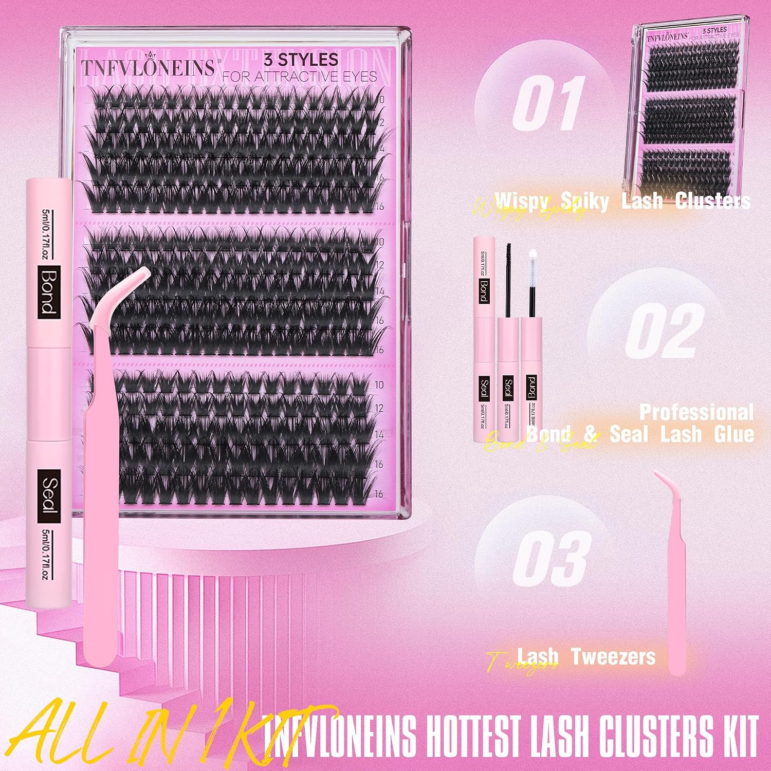 Thumbnail 3 de TNFVLONEINS Lash Clusters Kit 3 💄