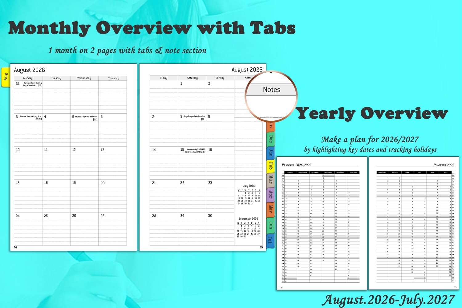 Detalle de Academic Diary 2026-2027 Week to View A5: Weekly & Monthly Planner for School, Work & Family