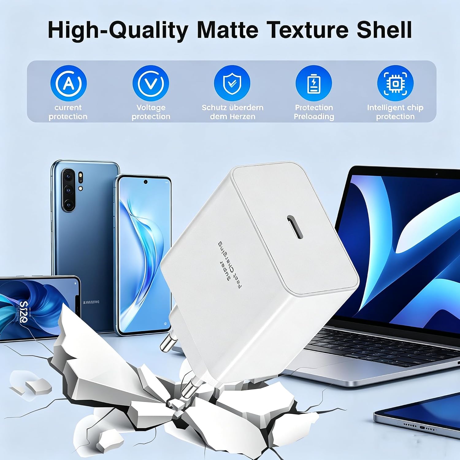 Detalle de 45W USB‑C Schnellladegerät kompatibel mit Samsung