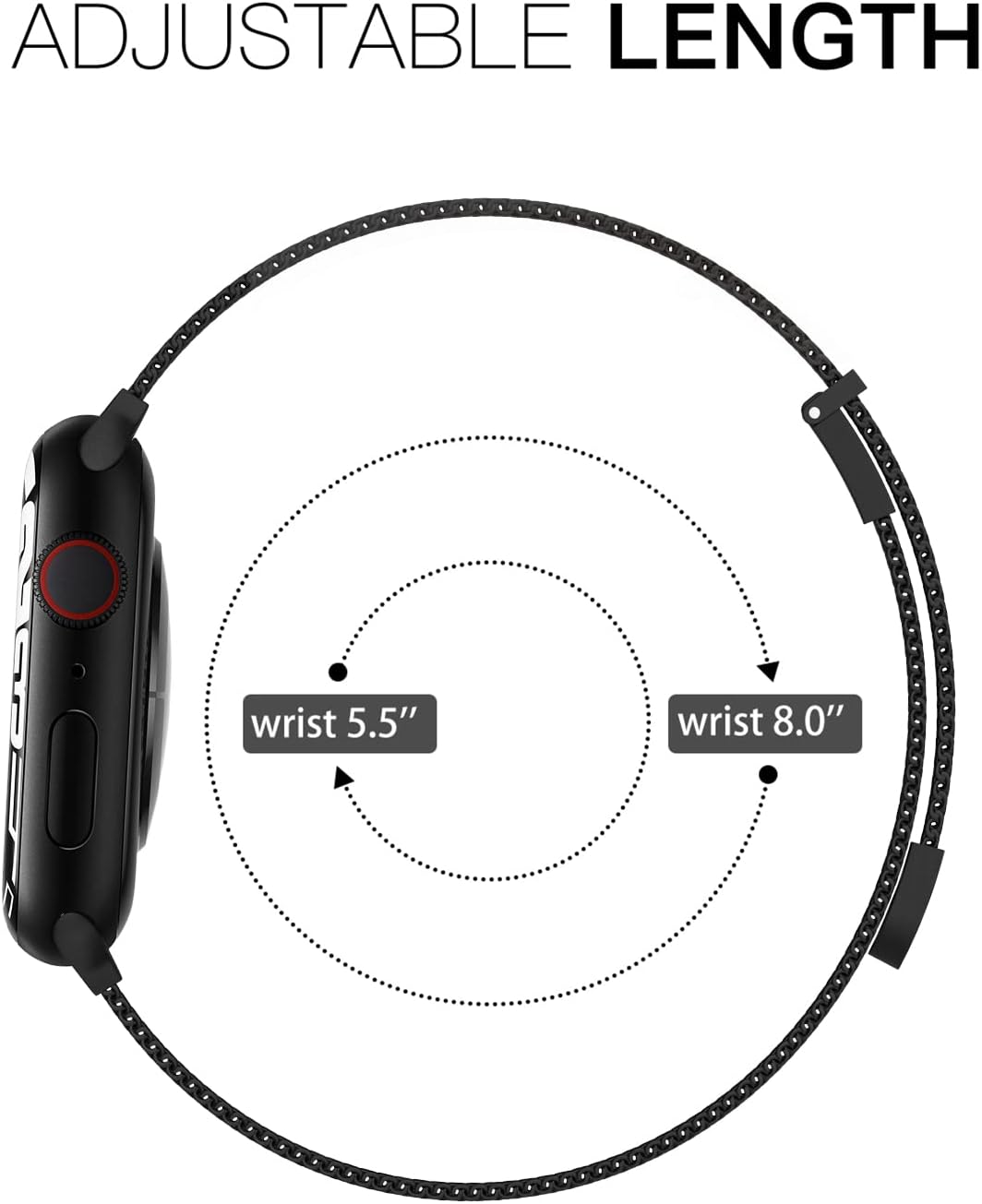Thumbnail 6 de Tuocal metal upgraded mesh strap for Apple Watch (42mm/44mm/45mm/46mm) with dual magnetic clasp