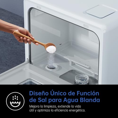 Detalle de AIRMSEN Lavavajillas portátil de encimera con 7+2 programas, 5 L y control táctil (Blanco)