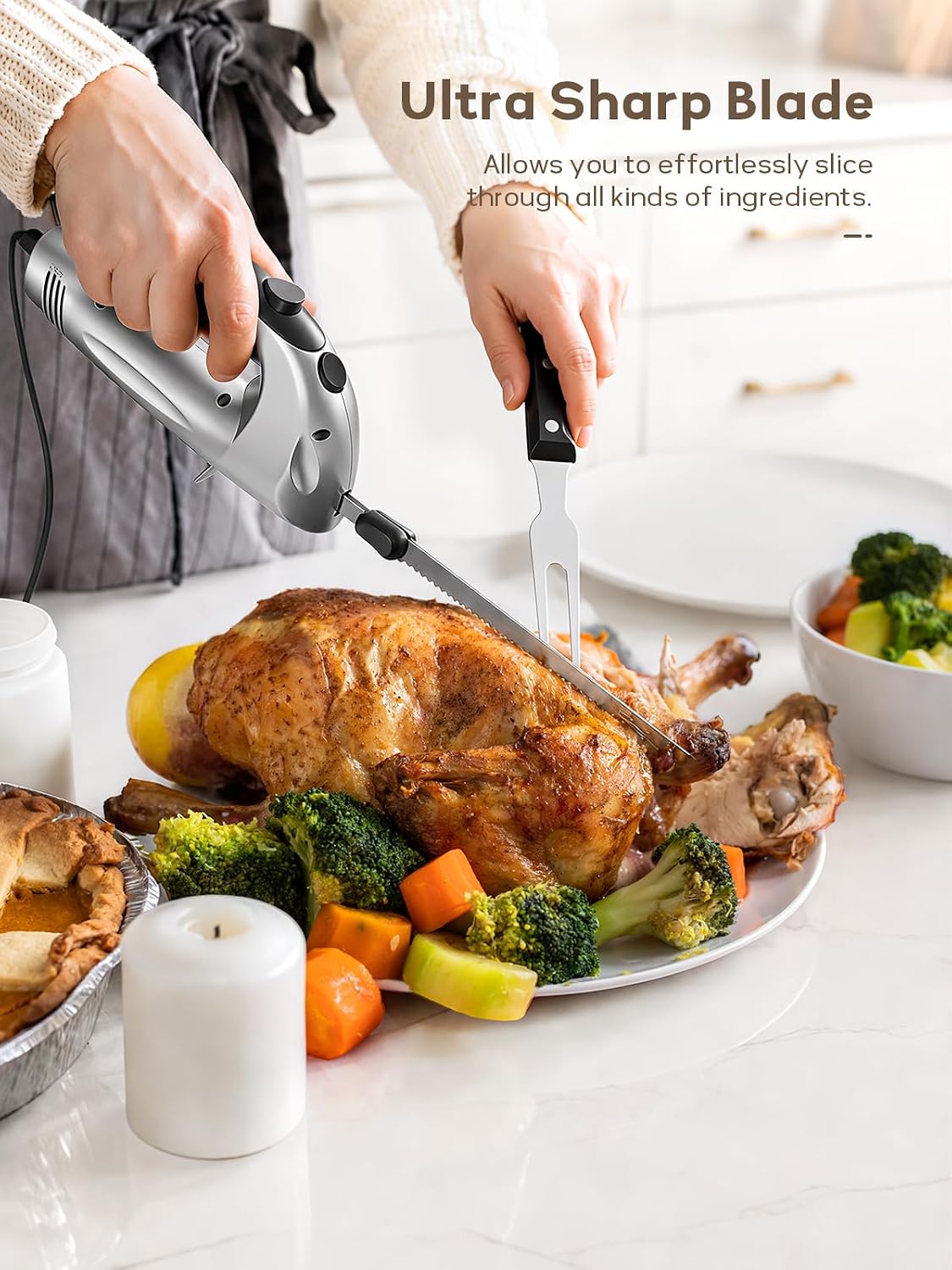 Thumbnail 2 de Yabano Electric Knife 150W with Two Stainless Steel Blades and Safety Lock