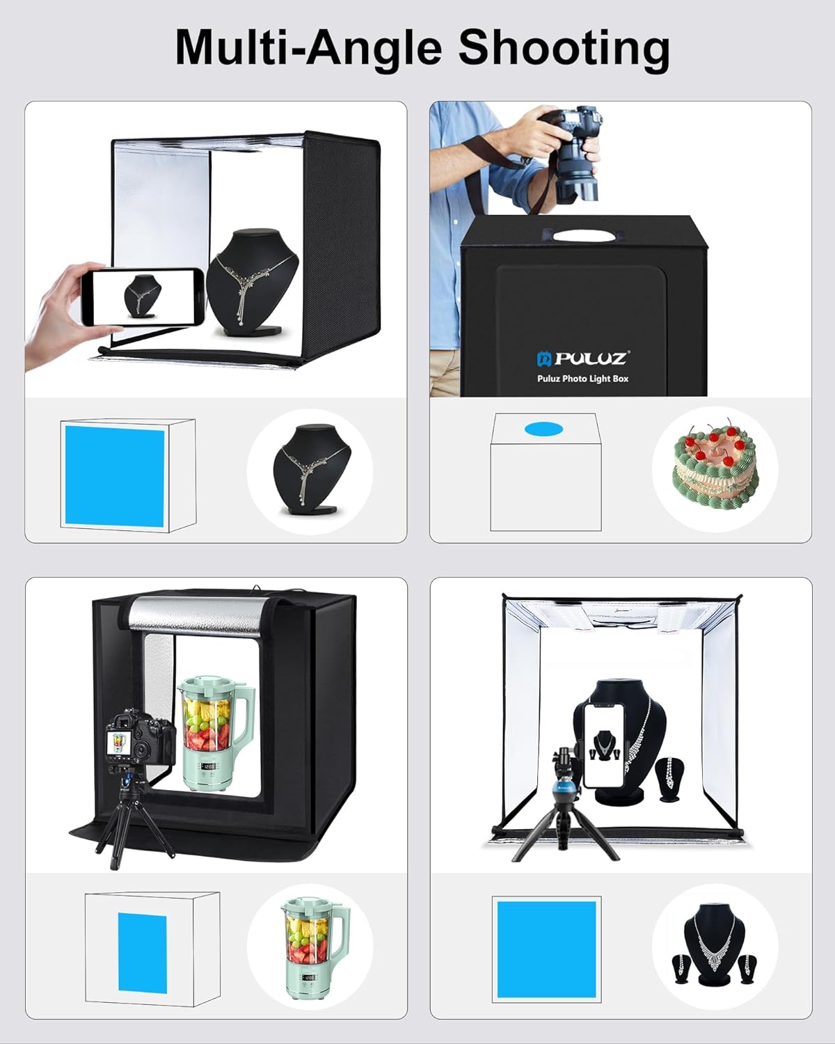 Thumbnail 5 de PULUZ 24x24 Inch Light Box Photography Studio with 120 LED Lights, 6 Backdrops