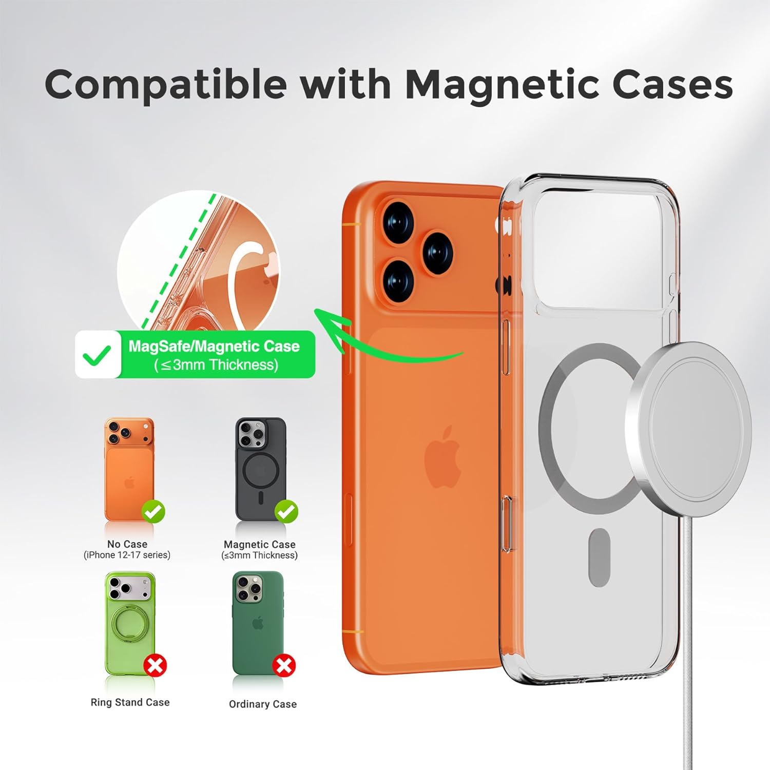 Detalle de 25W Magnetic Wireless Charger: Qi2.2 Fast Charging Pad (2-Pack) for iPhone, Pixel, Galaxy, AirPods – Travel-Ready Magnetic Charging
