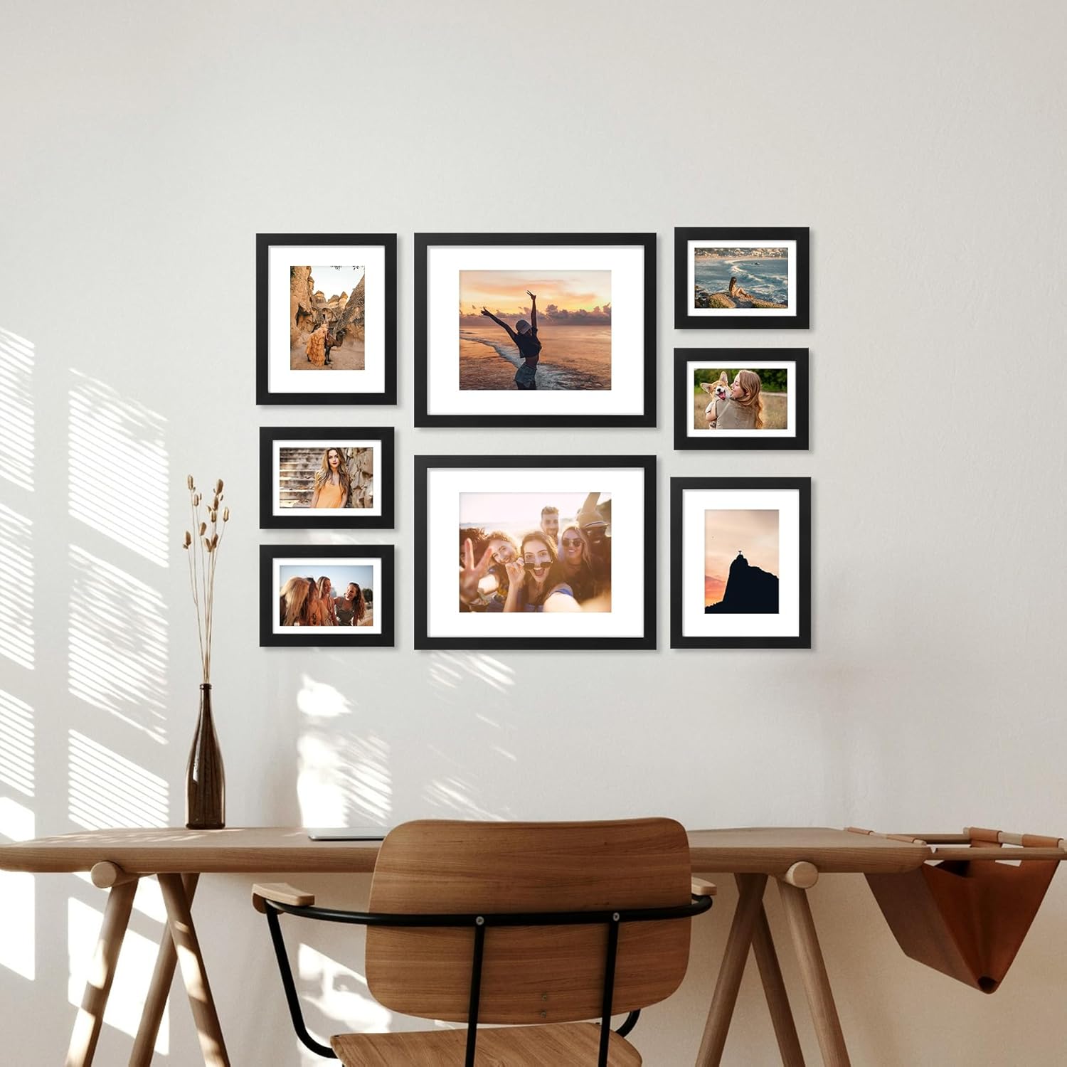 Detalle de decorUhome 11x14 Picture Frame (Black) for 8x10 Photos with Mat or 11x14 Without Mat, Wall-Mount, 1 Pack