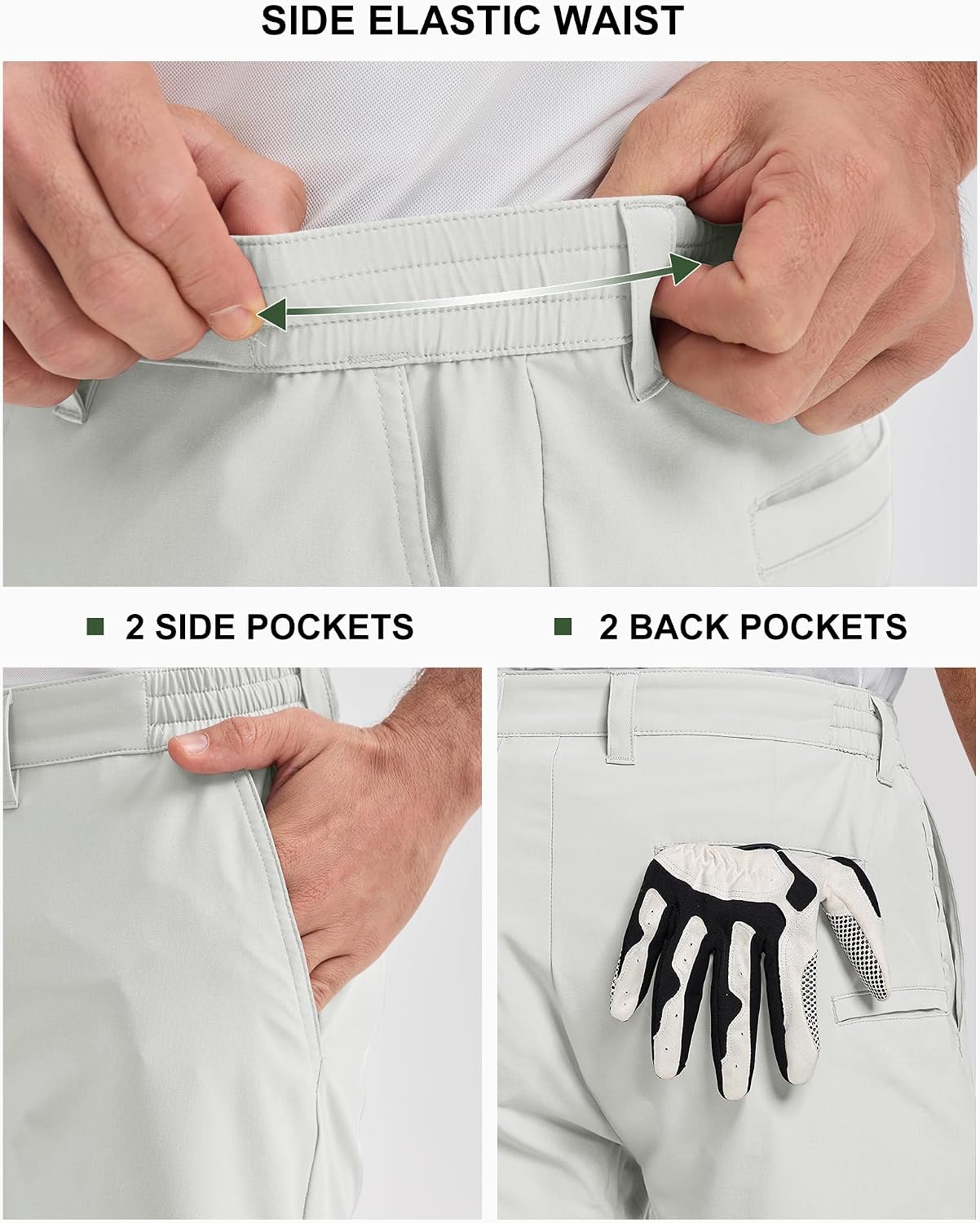 Detalle de 33,000ft Men’s 9" Dry Fit Stretch Golf Shorts with UPF 50+ and Pockets