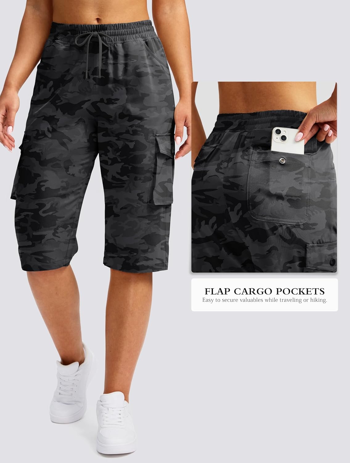 Thumbnail 2 de Viodia 15" Long Shorts for Women: Lightweight Knee-Length Hiking Cargo Bermuda