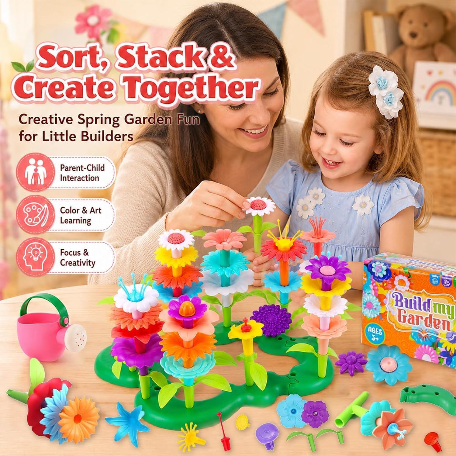 Thumbnail 6 de FunzBo Jouets de Construction de Jardin de Fleurs — kit créatif 46 pièces pour enfants (2–8 ans)