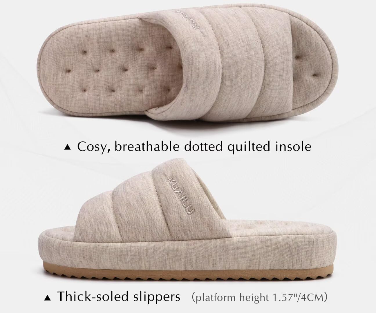 Thumbnail 2 de KuaiLu Men's Quilted Cotton-Blend Slippers with Memory Foam