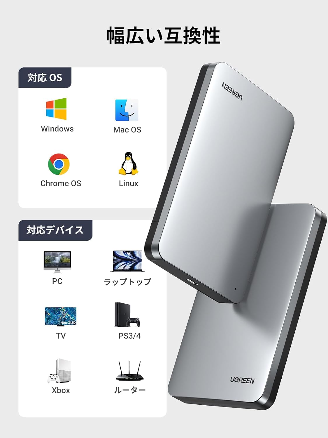 Thumbnail 5 de UGREEN 2.5インチ HDD/SSDケース USB-C 3.1 Gen 2・アルミ製・UASP対応