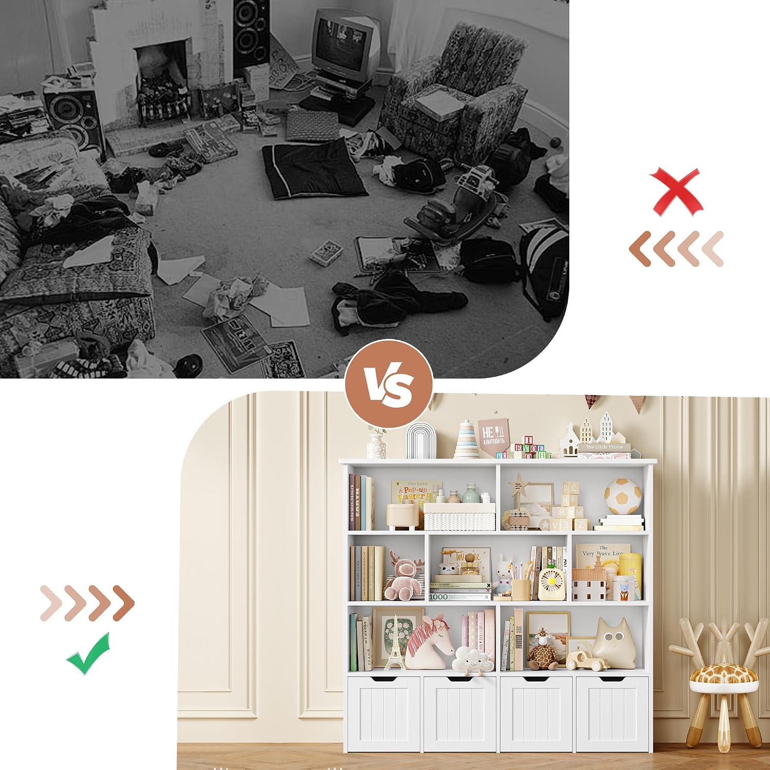 Thumbnail 6 de FOREHILL P490 Toy Storage Unit with 7 Open Compartments and 4 Wheeled Drawers