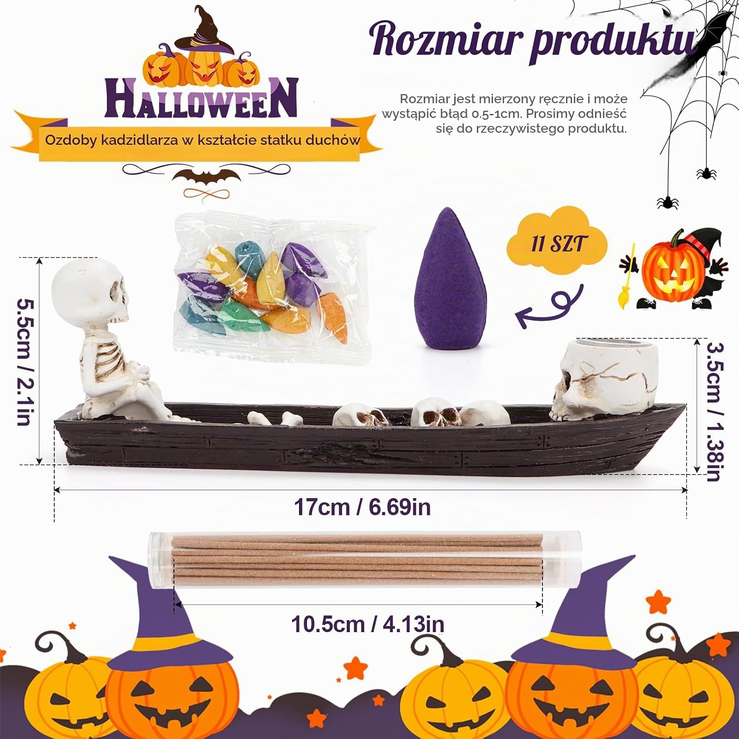 Detalle de Fonyet LQQ-3813 – gotycki uchwyt na kadzidełka 2 w 1, dekoracja Halloween