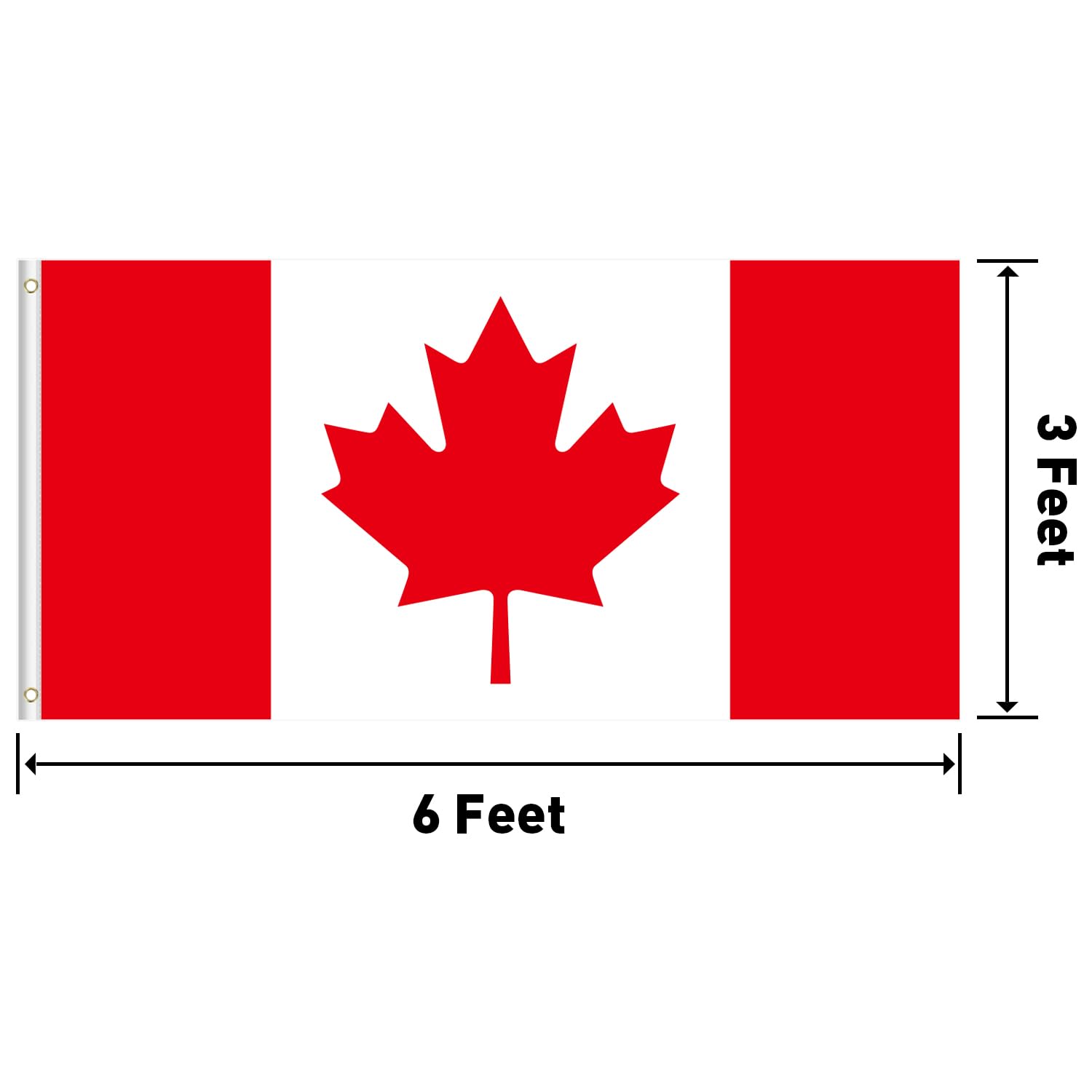 Detalle 2 de KENPMA 3x6 ft Canadian Flags, 100D Polyester, Double-Stitched with Brass Grommets