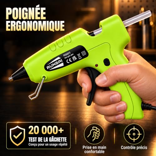 Detalle de RUNSAI Pistolet à Colle Chaude Électrique 30W avec 30 Bâtons 7mm