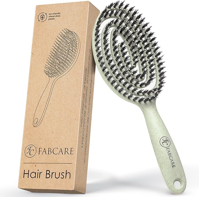 Detalle de FABCARE Cepillo de Cerdas de Jabalí para Peinar 💇♀