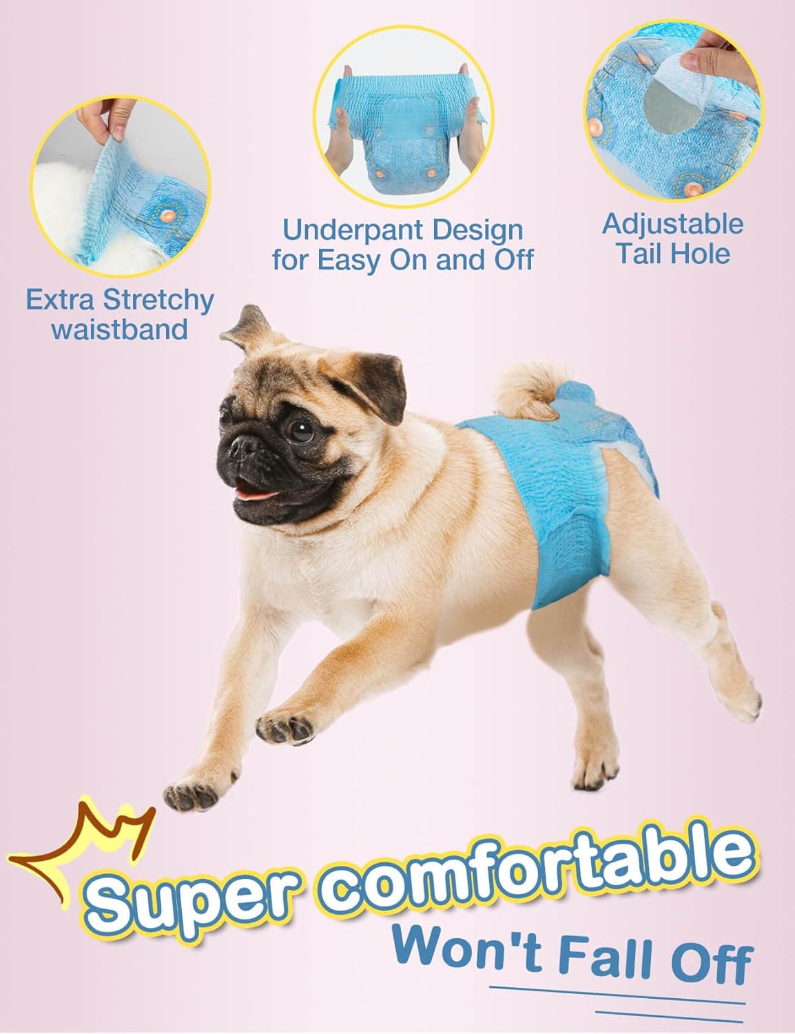 Thumbnail 2 de DONO Couches pour chienne femelle taille M (30 à 50 cm) – 40 unités, pull-up à élastique 360°