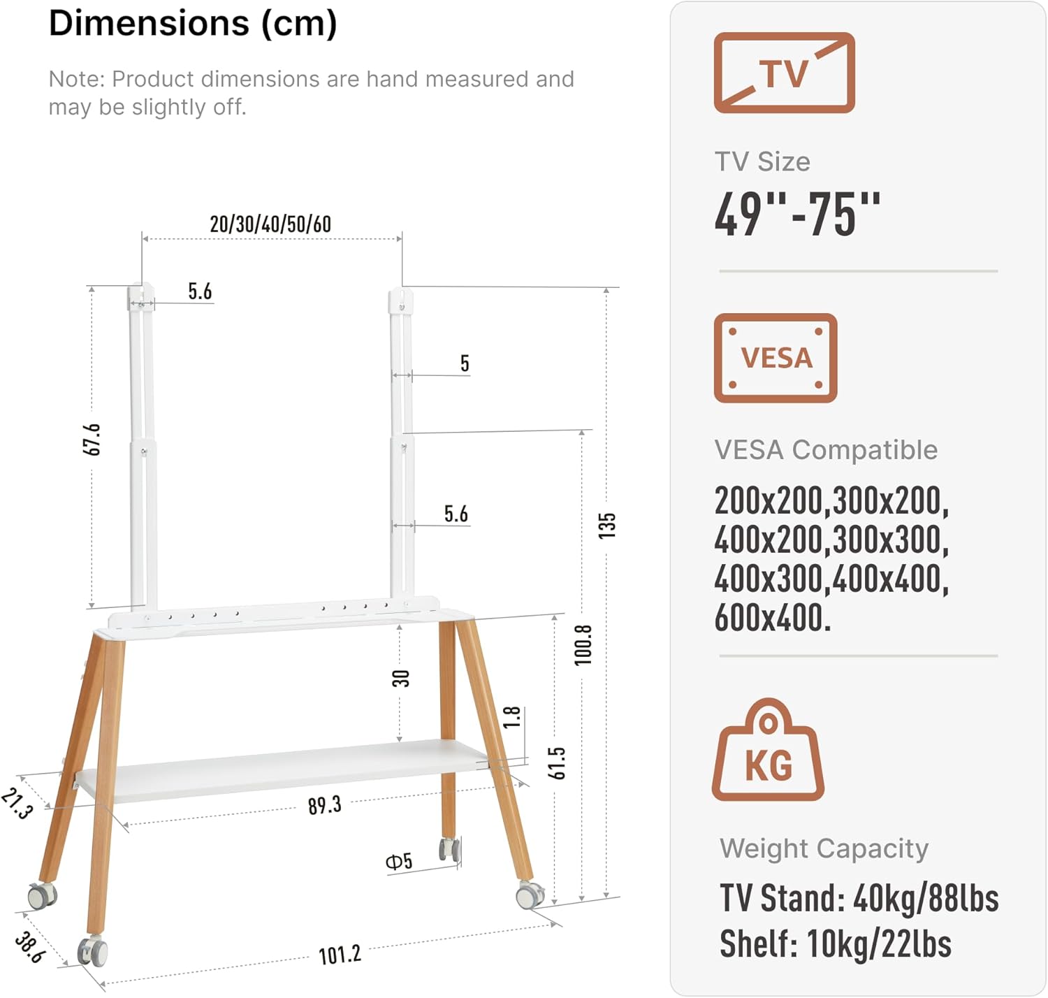 Thumbnail 2 de ECOTINY TV Stand for 49–75 inch TVs, 40 kg