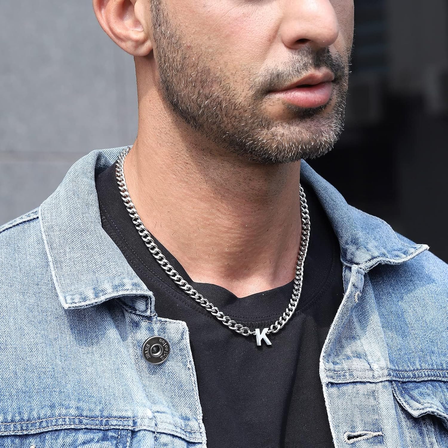 Detalle 2 de Esmoly Collana Uomo Cuban 18+2 Argento Oro Nero