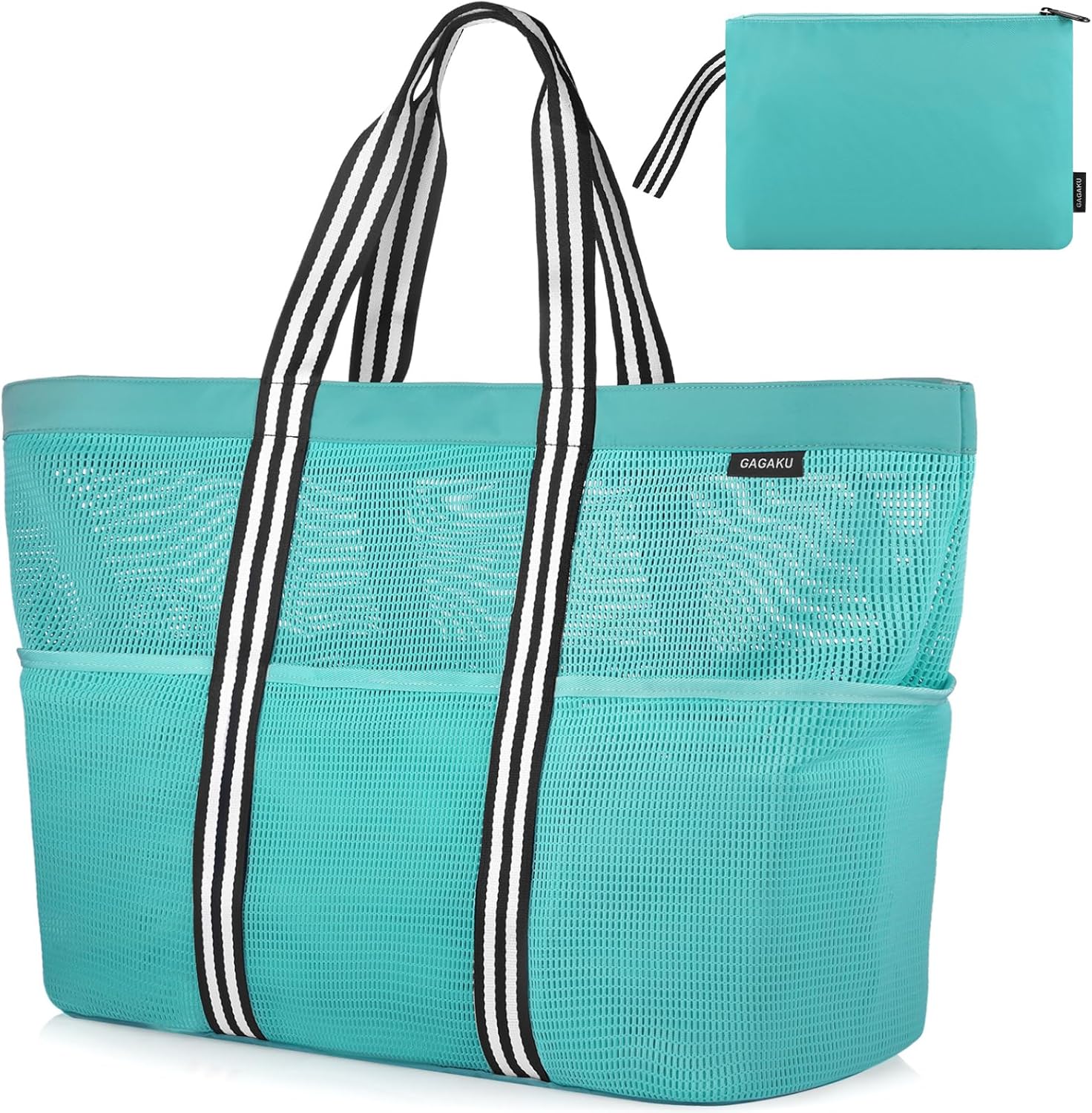 Detalle de GAGAKU Sac de voyage extra large - Sac à main pliable en filet pour plage et shopping