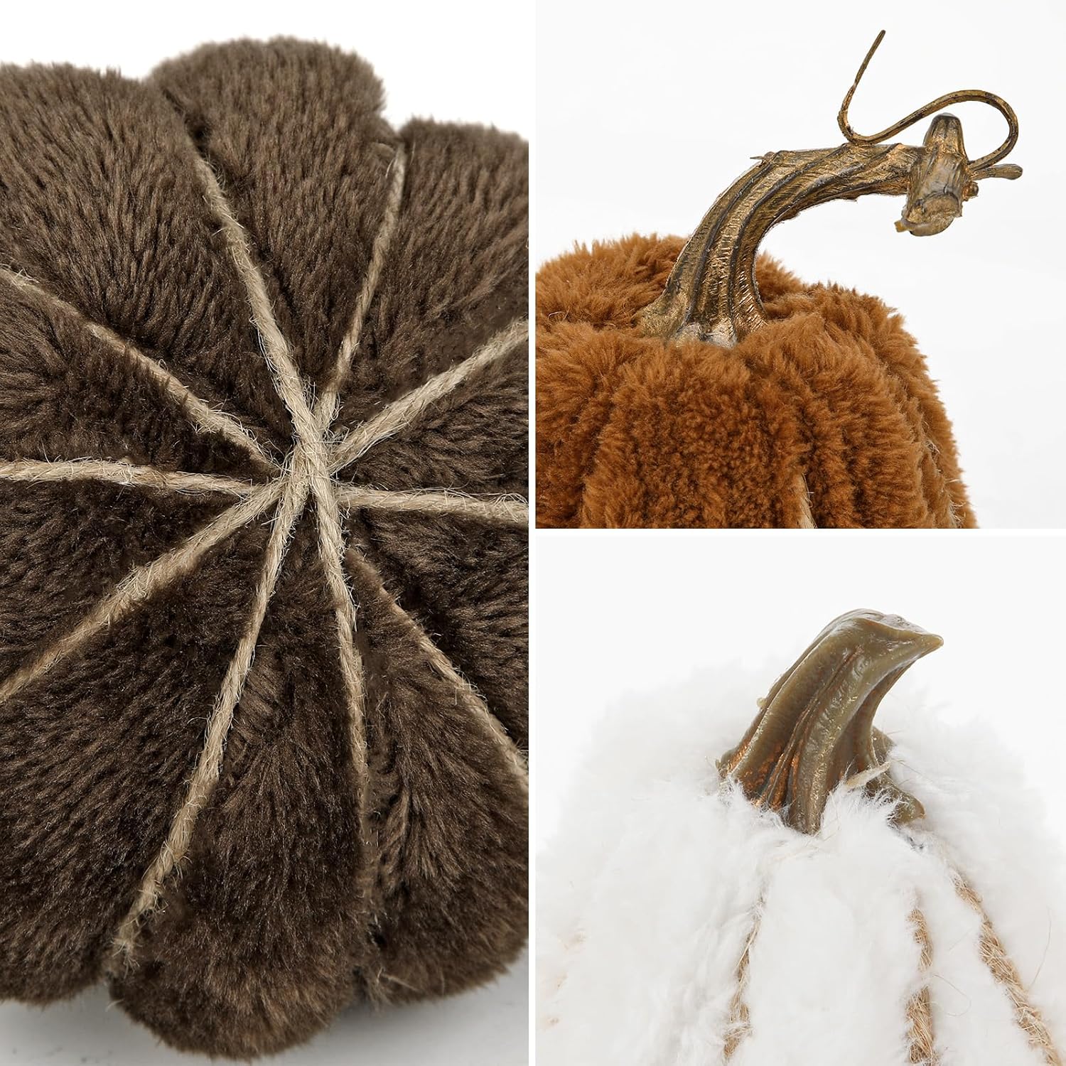 Thumbnail 6 de Oairse 3-piece faux sherpa pumpkins for autumn ๐