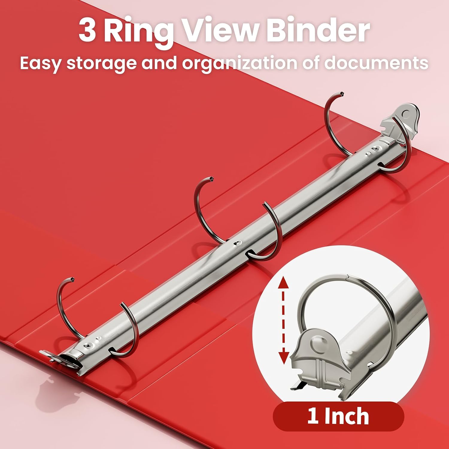 Detalle de SUNEE 1-Inch 3-Ring Binders, 6-Pack, PVC-Free Clear View, Letter Size