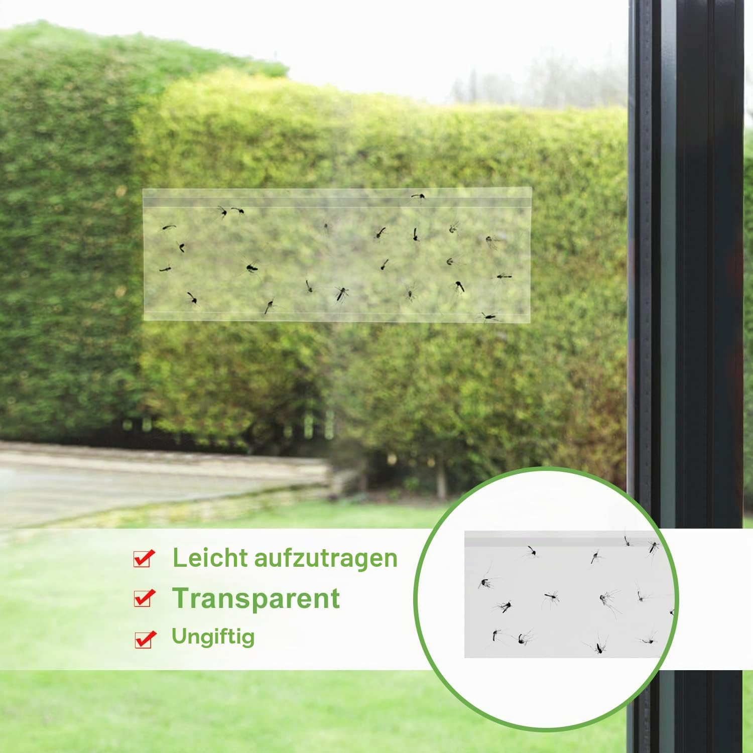Detalle de 100 Stück Fensterfliegenfallen – Transparente Klebestreifen gegen Fliegen und Fruchtfliegen