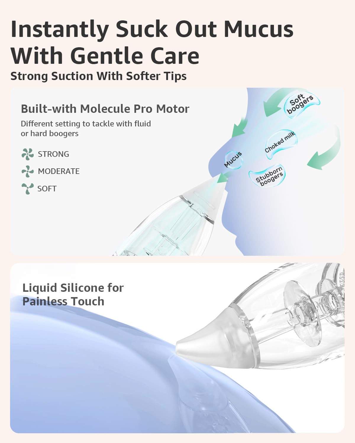 Thumbnail 2 de GROWNSY Electric Nasal Aspirator for Baby (Rechargeable, Light & Music) – Beige