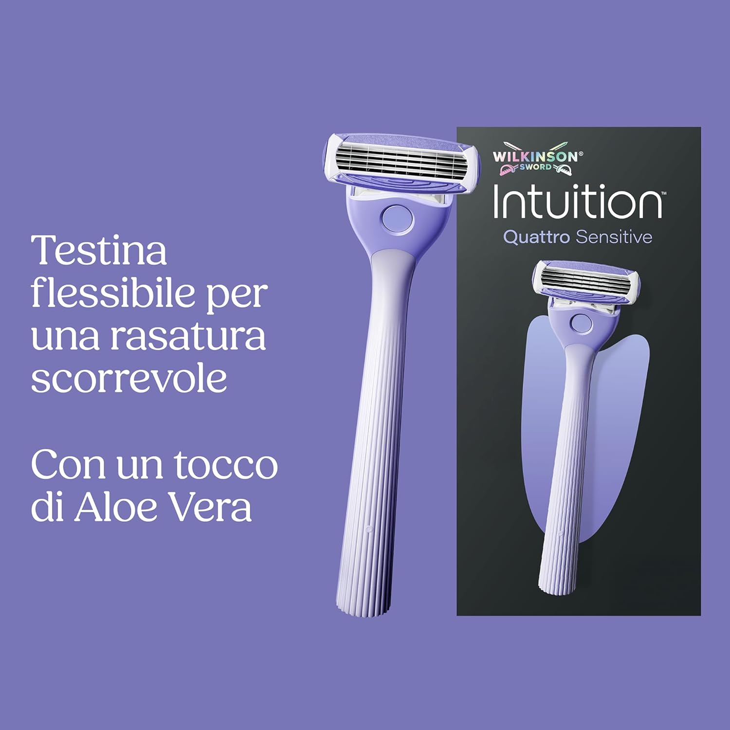 Detalle de Wilkinson Sword Intuition Quattro pelli sensibili – Starter con manico e 5 ricariche
