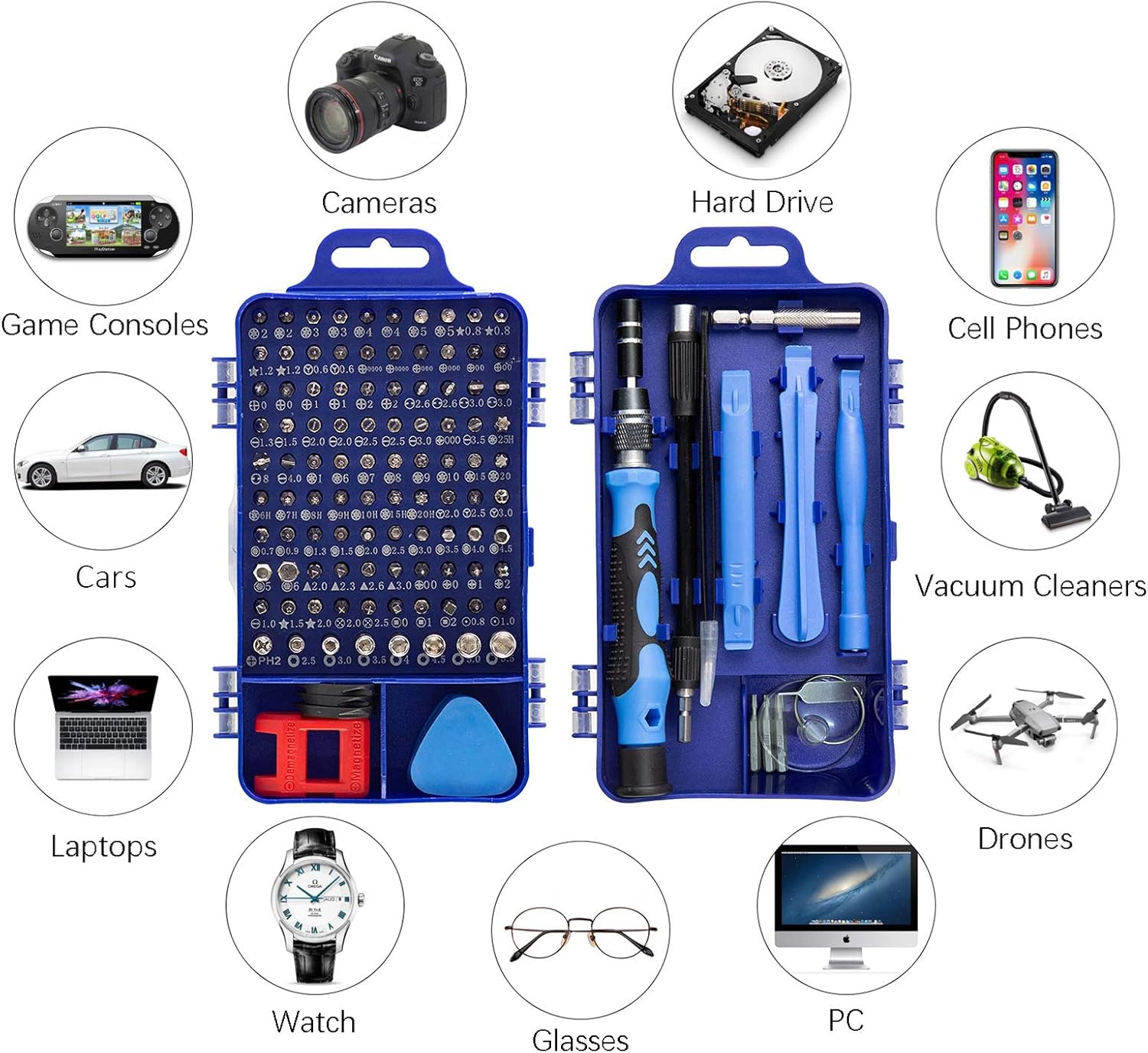 Thumbnail 4 de HPMAISON 122-in-1 Präzisions-Schraubendreher Set mit magnetischer Speichermatte – Mini-Magnetschraubendreher für iPhone, Laptop & mehr