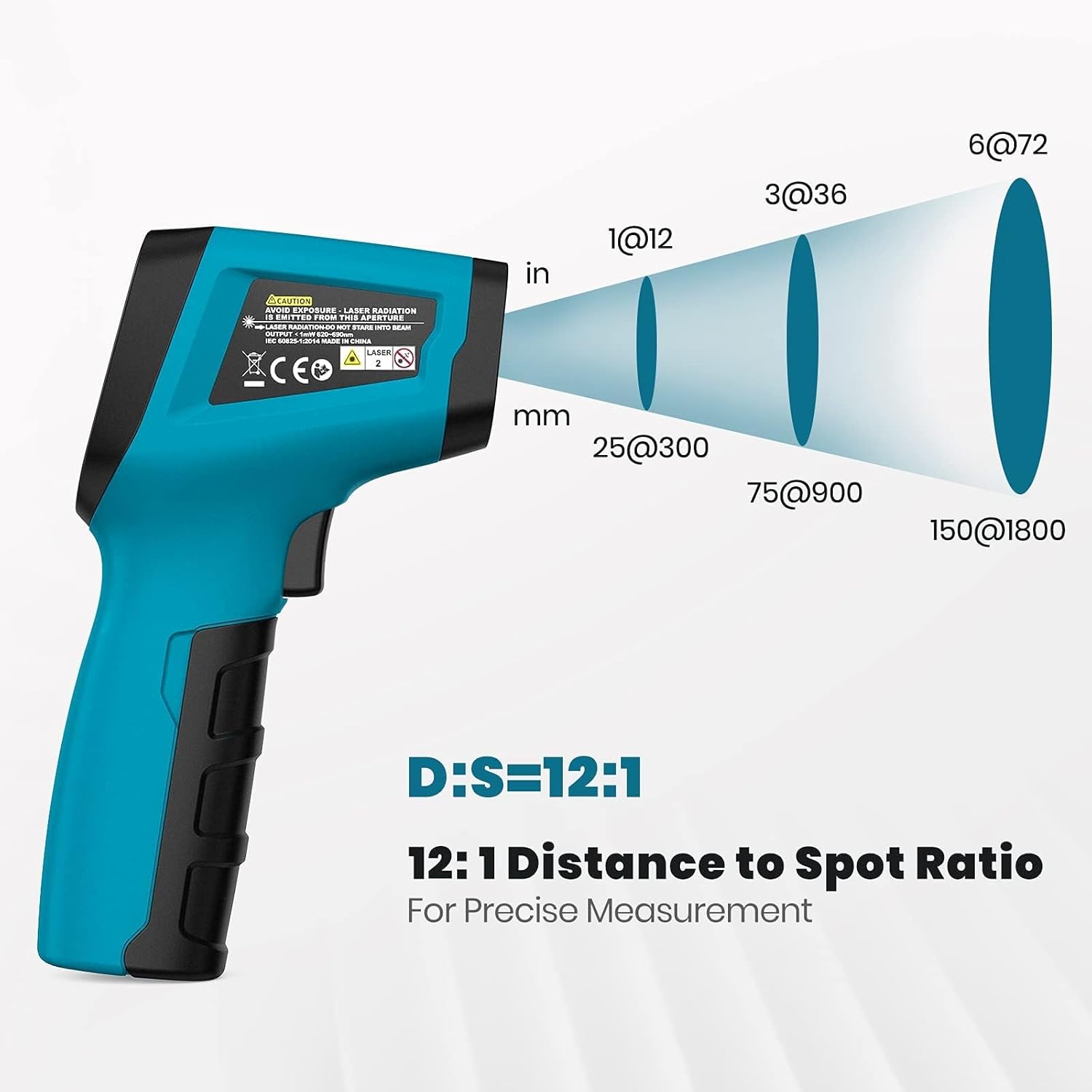 Thumbnail 6 de Tilswall Infrared Thermometer Gun with Adjustable Emissivity (−50°C to 600°C) – for BBQ, Pizza Ovens and Vehicle Repair