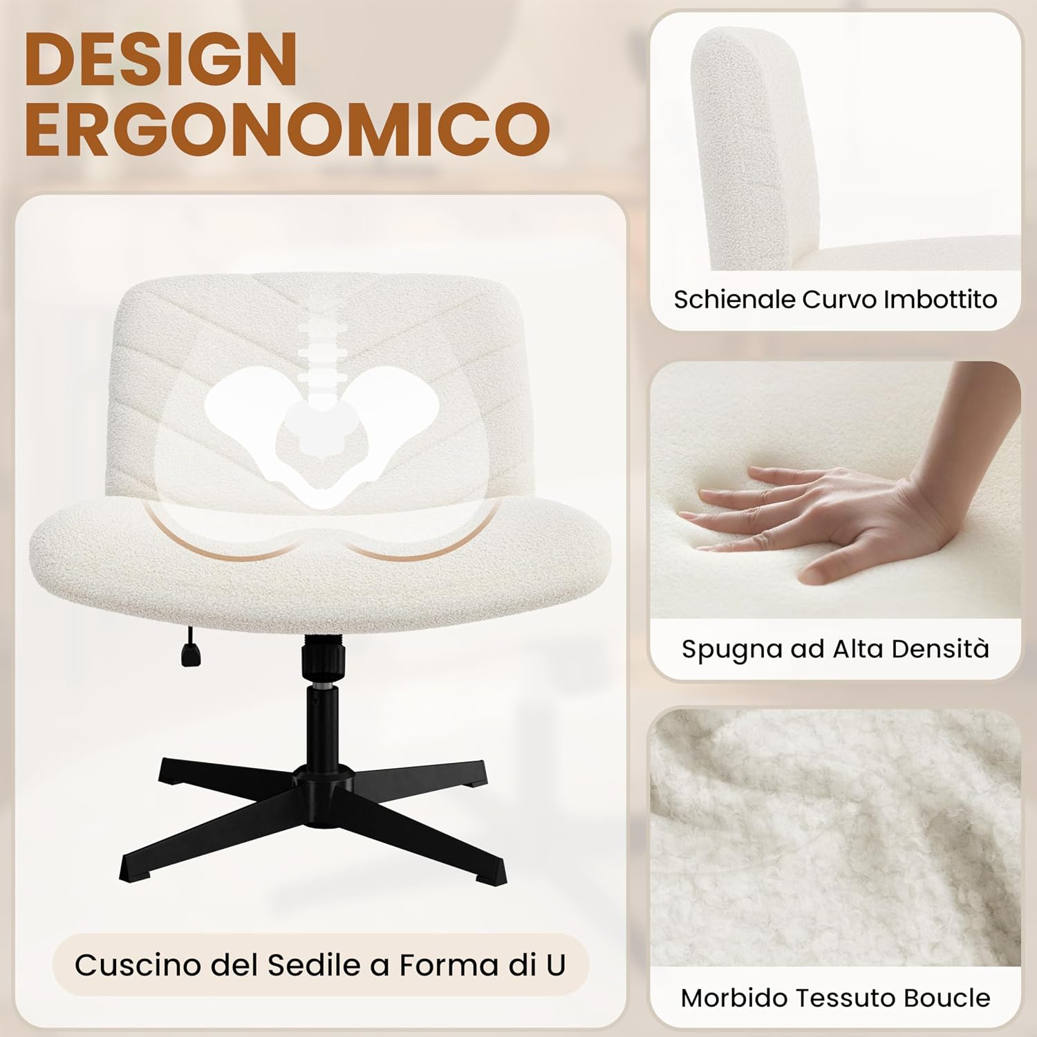 Thumbnail 5 de Yaheetech Sedia da Ufficio 66 cm