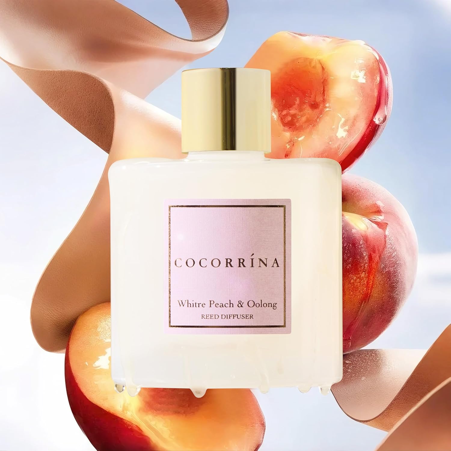 Thumbnail 2 de Cocorrína White Peach & Oolong Reed Diffuser Set (6.7 oz) with 8 Sticks