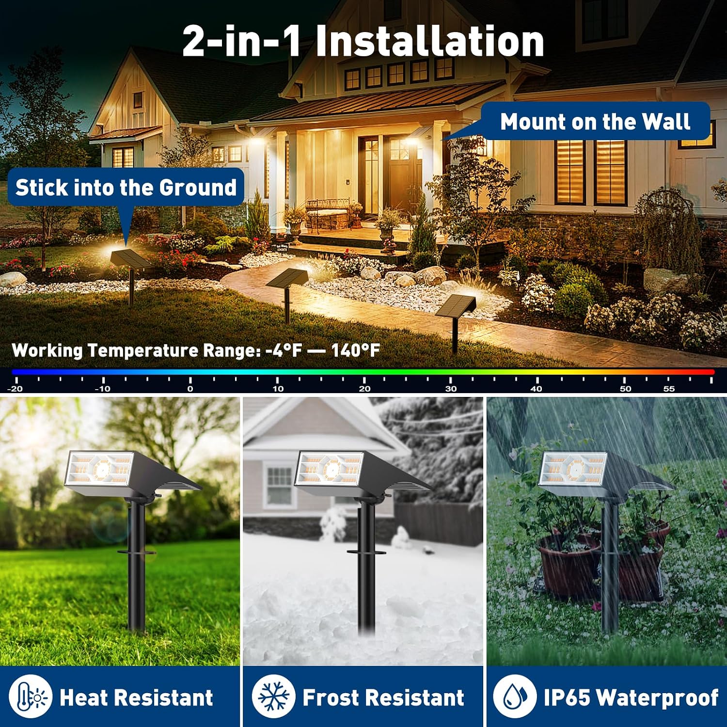 Thumbnail 5 de WENATY 4 Pack Solar Spot Lights for Outdoor Gardens