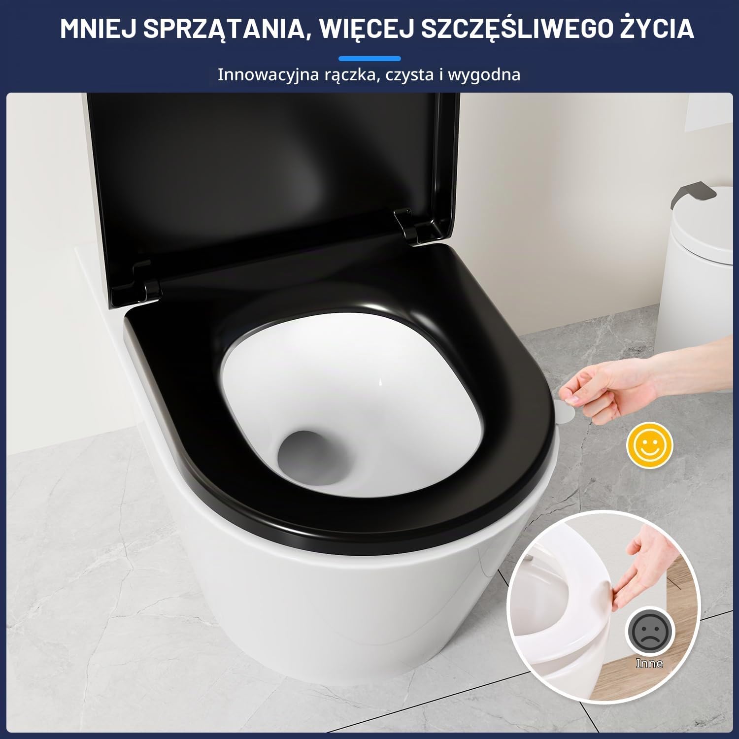 Detalle 2 de YEAUPE PRO deska sedesowa D, czarna, wolnoopadająca, z szybkim wypinaniem