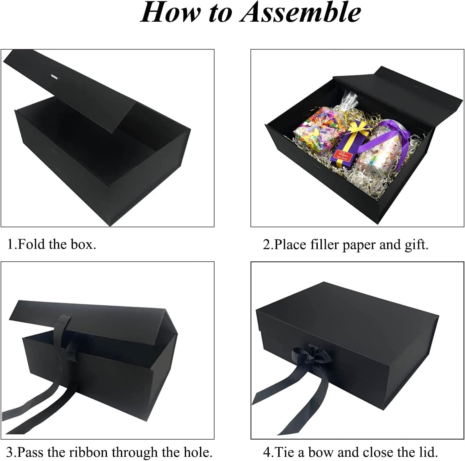 Thumbnail 6 de DAWNTREES Gift Box with Lid (26x19x8 cm) – Reusable, Magnetic Closure, Ribbon