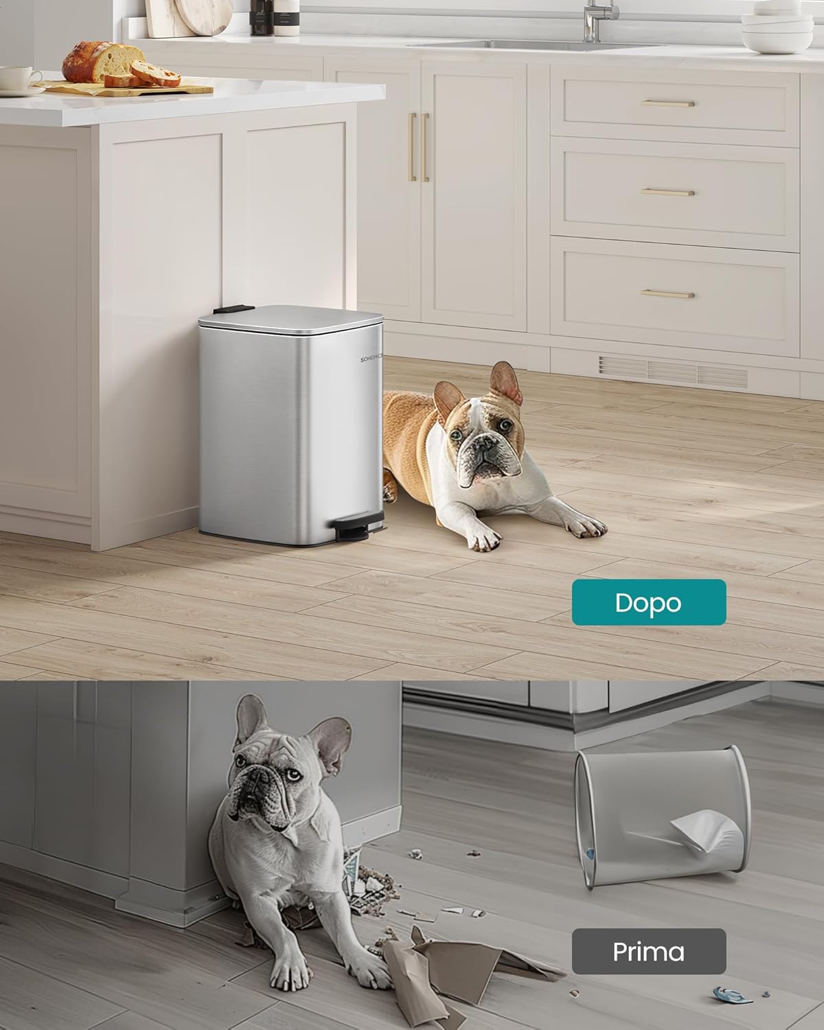 Detalle de SONGMICS LTB592E01 pattumiera da cucina da 20 L con pedale, cestino interno e chiusura morbida