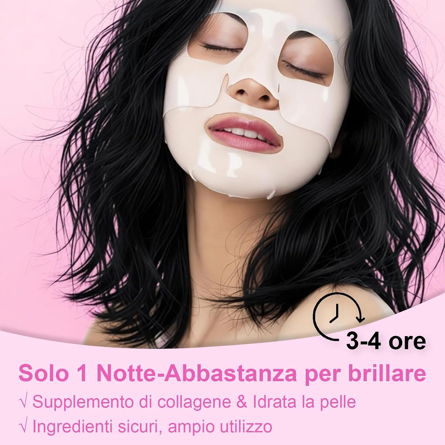 Detalle de Maschera Viso al Collagene Bio “Face Mask” – maschere notturne idratanti in fogli (5 pezzi)