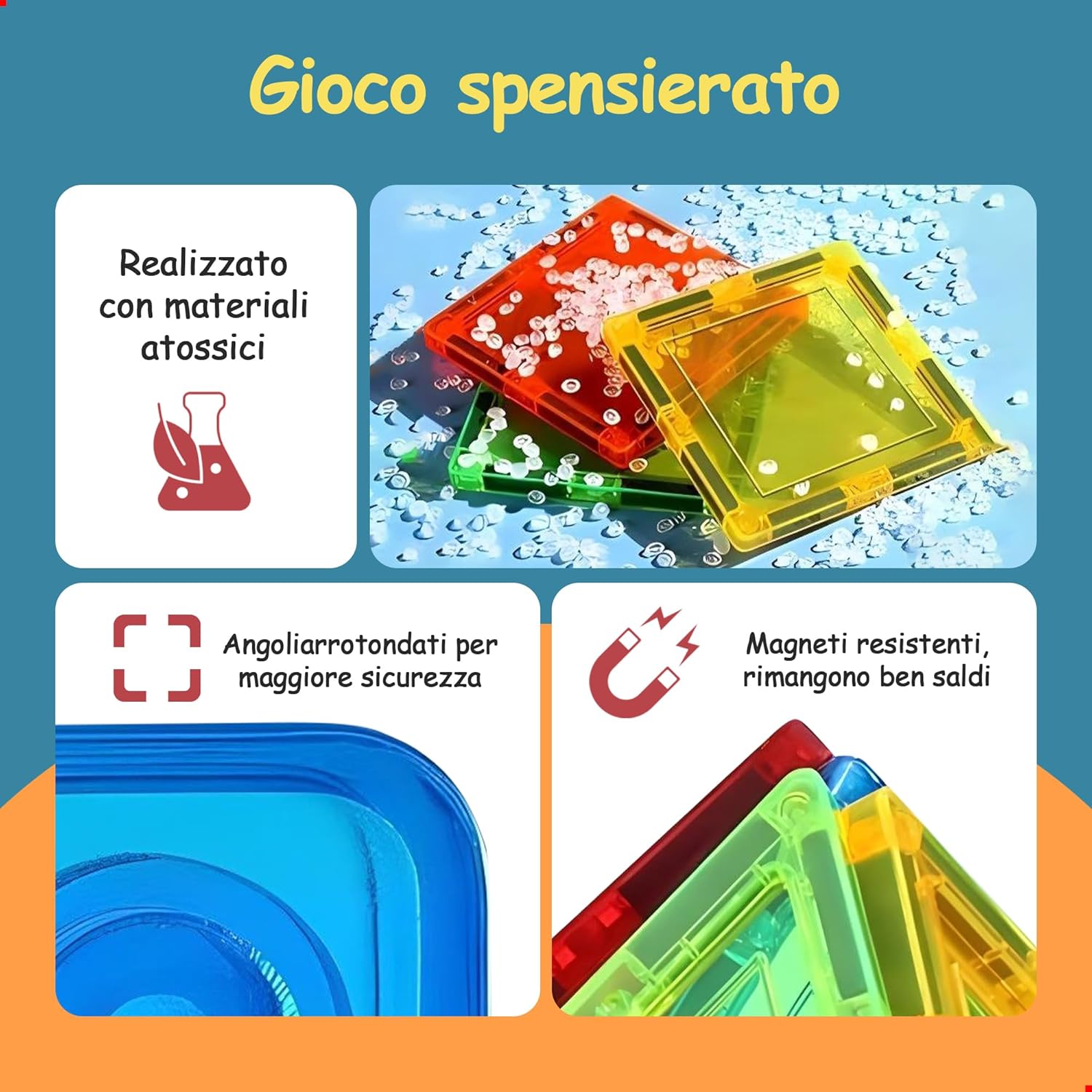 Detalle 2 de Olvy Gioco Montessori per bambini con 120 blocchi magnetici luminosi