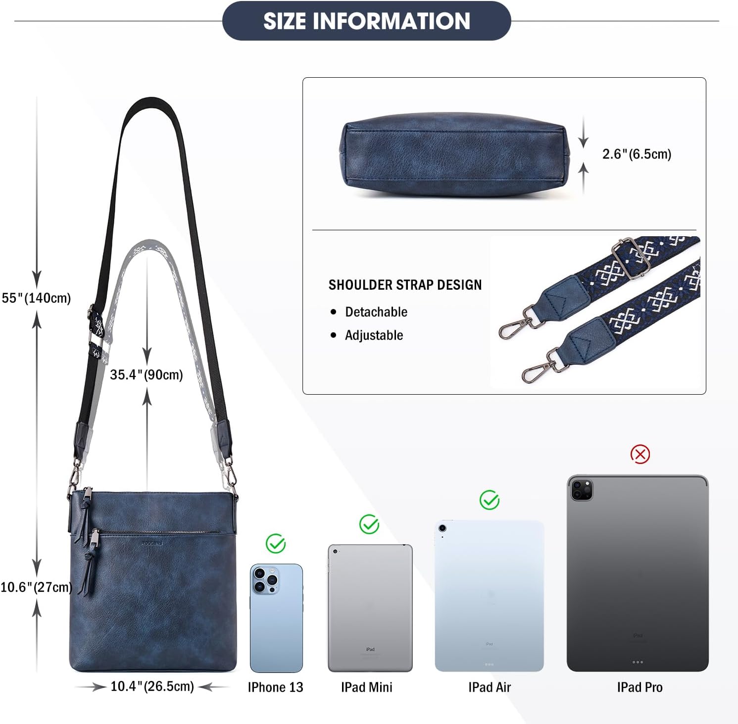 Detalle de Trendy crossbody bag, soft vegan leather