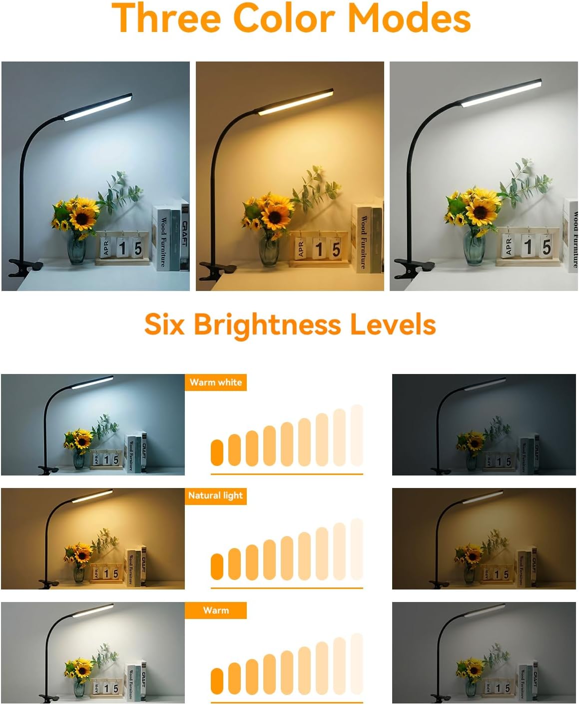 Detalle de MONGERY Clamp Desk Lamp with 48 LEDs