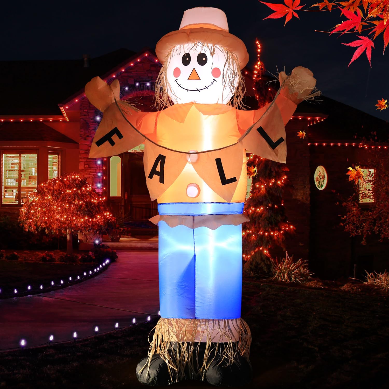 Detalle de Inflatable Thanksgiving Scarecrow Decoration, 6 ft